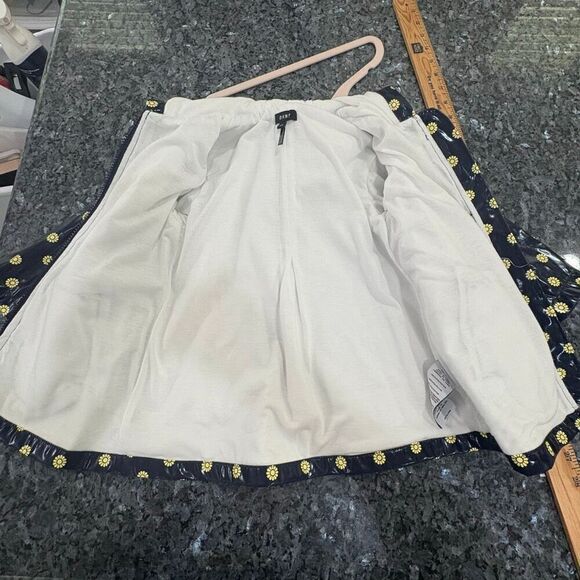 DKNY Toddler Girls 2T Navy Yellow Daisy Print Hooded Raincoat Jacket - Picture 6 of 12